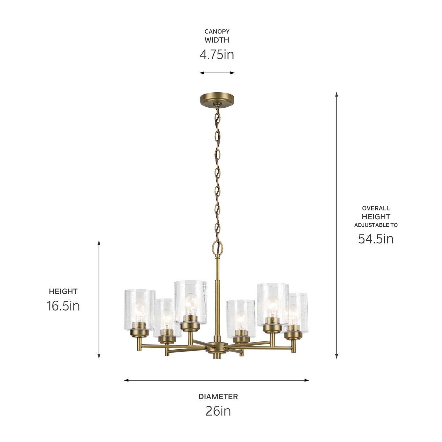 Kichler - 52616NBR - Six Light Chandelier - Winslow - Natural Brass
