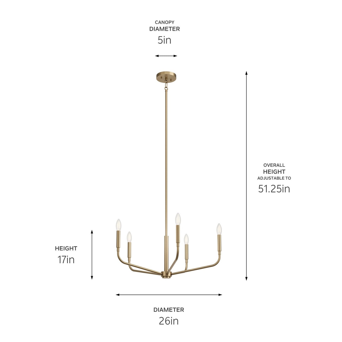 Kichler - 52717CPZ - Five Light Chandelier - Madden - Champagne Bronze