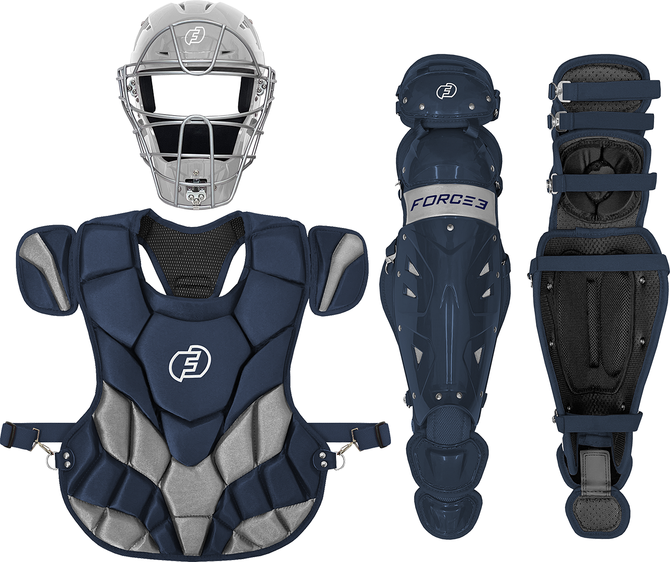 Fall Ball Youth Catcher's Set with Hockey Style Defender Mask, Chest Protector and Shin Guards - Ages 9-12 | Mask and Chest Protector Meets NOCSAE