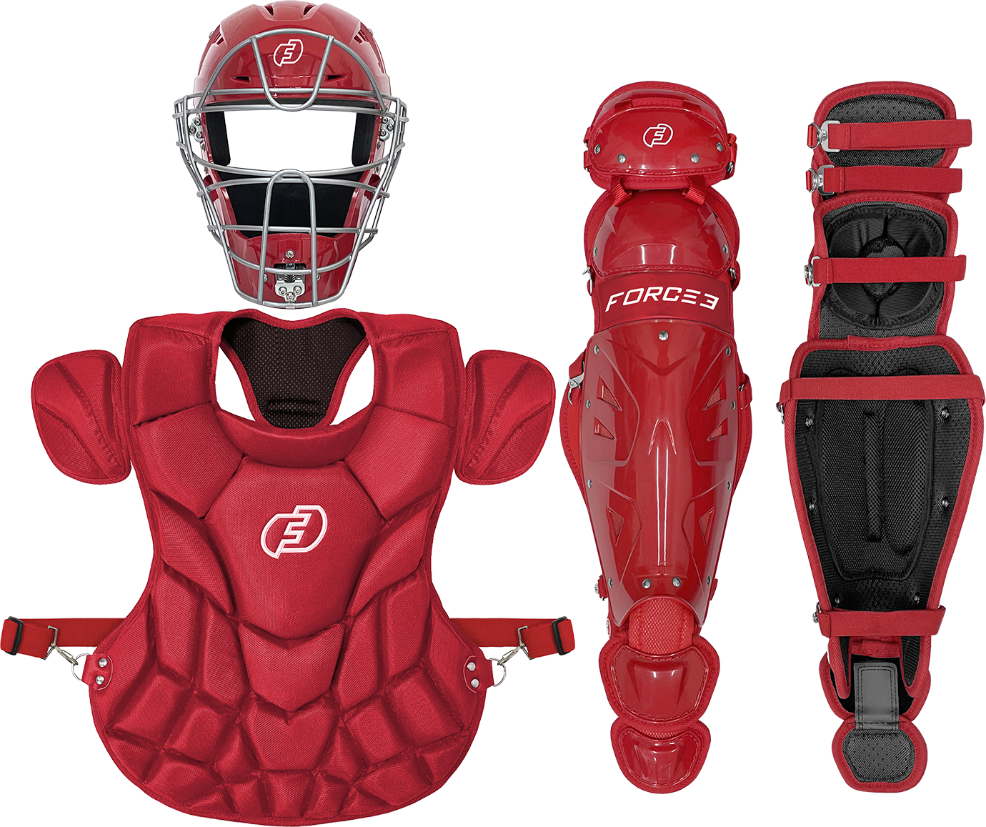 Fall Ball Youth Catcher's Set with Hockey Style Defender Mask, Chest Protector and Shin Guards - Ages 9-12 | Mask and Chest Protector Meets NOCSAE