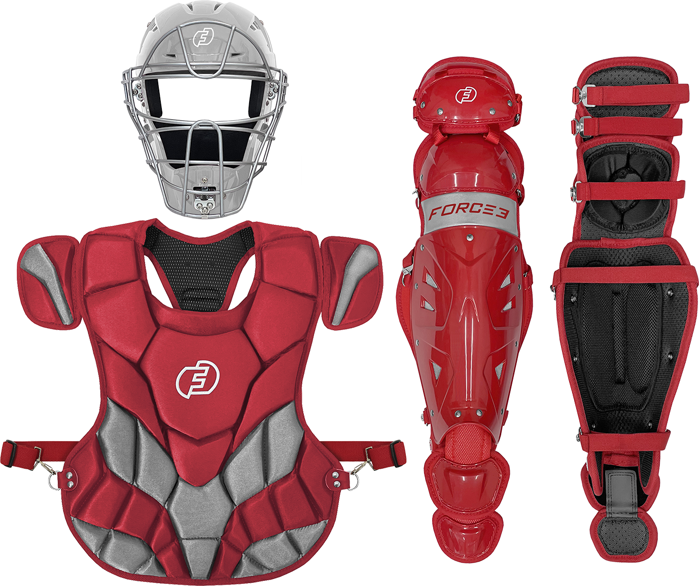 Fall Ball Youth Catcher's Set with Hockey Style Defender Mask, Chest Protector and Shin Guards - Ages 9-12 | Mask and Chest Protector Meets NOCSAE