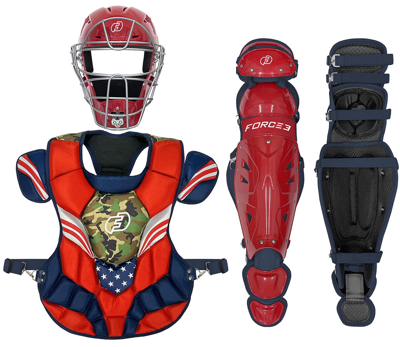 Fall Ball Intermediate Catcher's Set with Adult or Youth Hockey Style Defender Mask, Chest Protector and Shin Guards - Ages 12-16| Mask and Chest Protector Meets NOCSAE