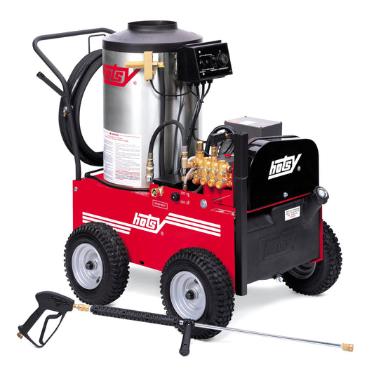 Hotsy® Model 795SS Hot Water Electric Pressure Washer - 3.5 GPM @ 2000 PSI, 5HP 230V/1PH 24 AMP Baldor Electric Motor, Fuel Oil-Fired, Belt Drive Hotsy Triplex Pump w/NESTechnology, 50’ High Pressu