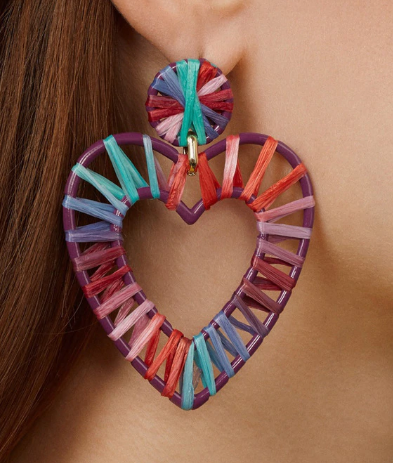 Isla Raffia Heart Statement Earring